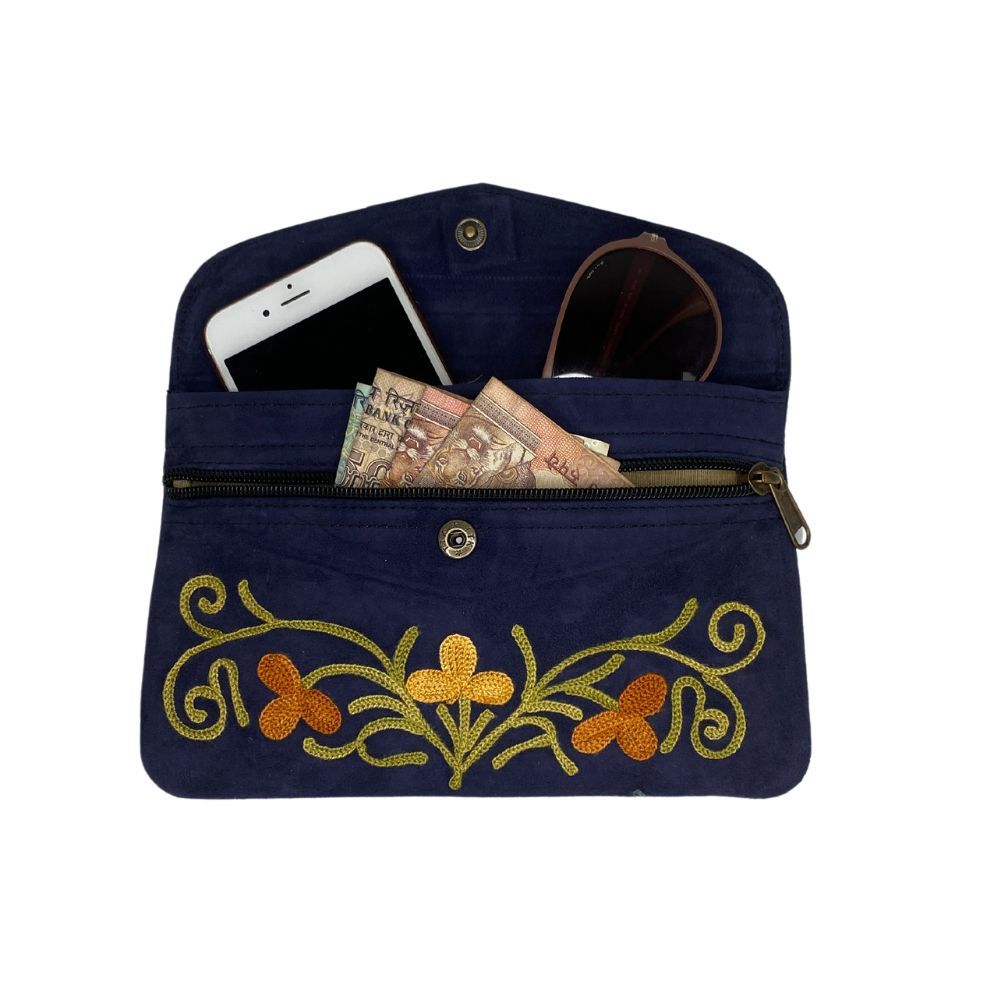 clutch suède leer avondtas