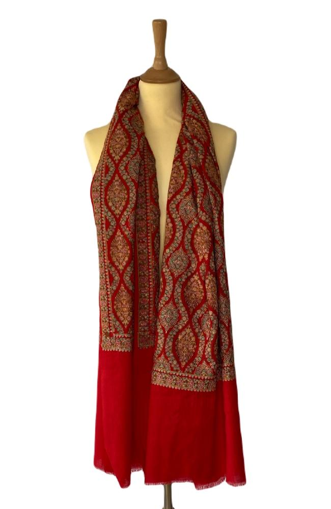 Rode dames sjaal kasjmier winter