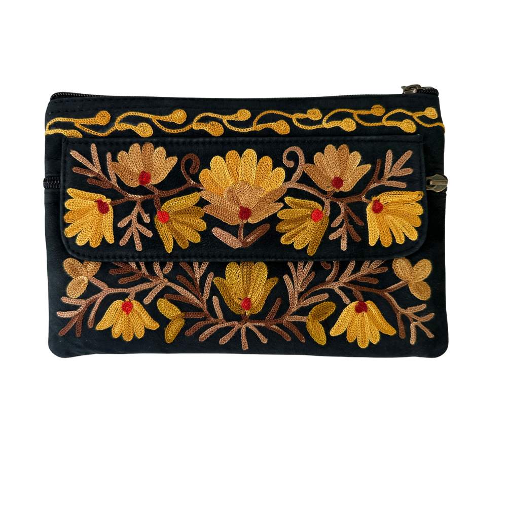 donkerblauw leren clutch