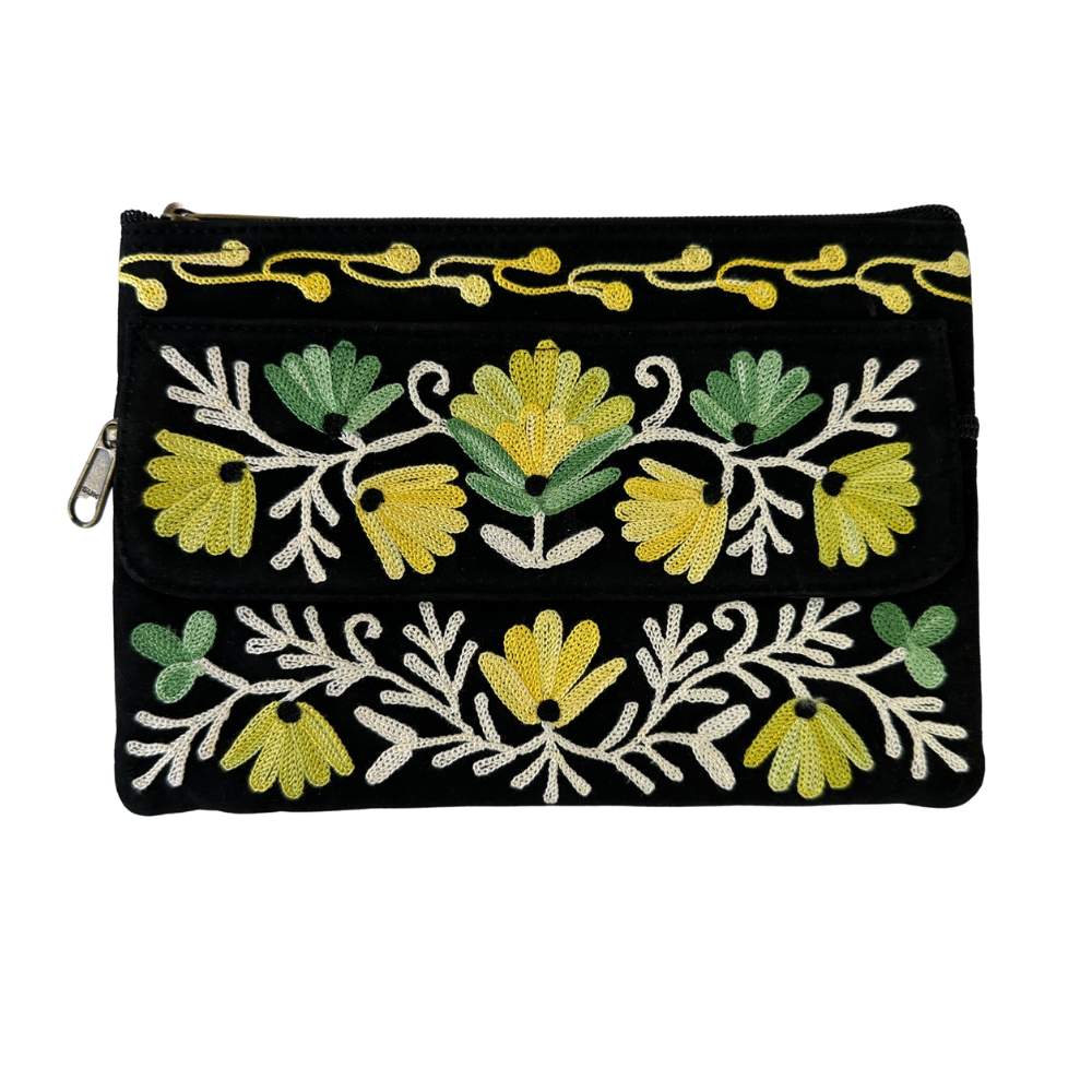 zwarte suède leren clutch tas