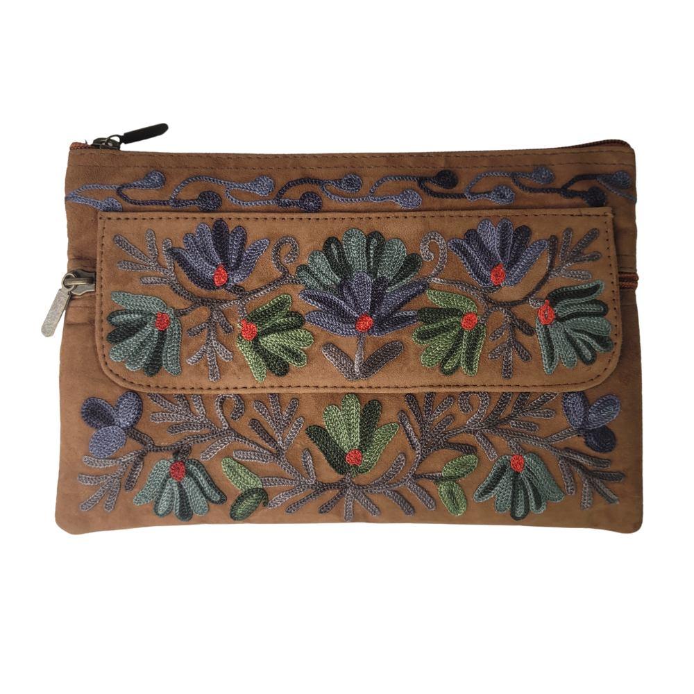 suède leren clutch tas