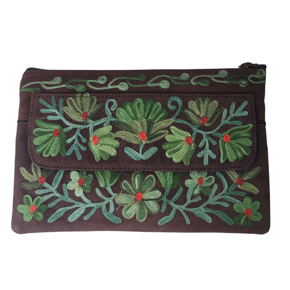 suède leren clutch tas